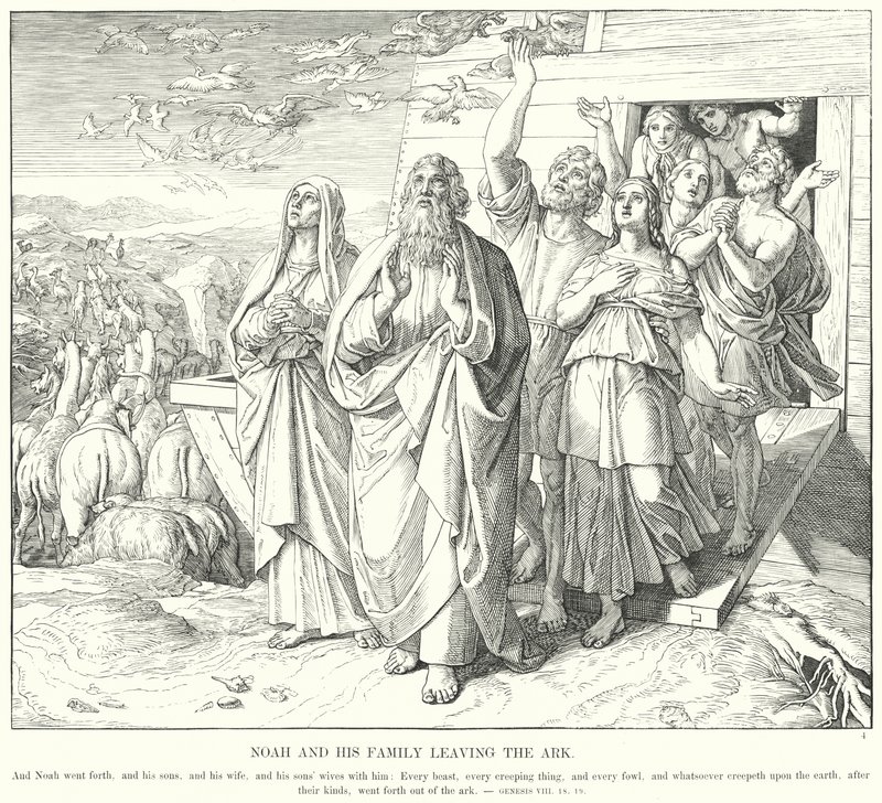 Noé e sua Família Deixando a Arca (gravura) de Julius (after) Schnorr von Carolsfeld