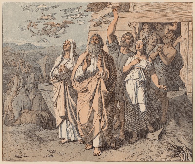 Noé e a sua família deixam a arca, Génesis, VIII de Julius (after) Schnorr von Carolsfeld