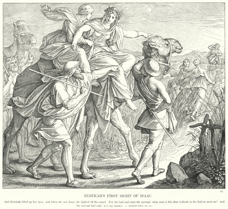 A primeira visão de Rebekah de Isaac (gravura) de Julius (after) Schnorr von Carolsfeld