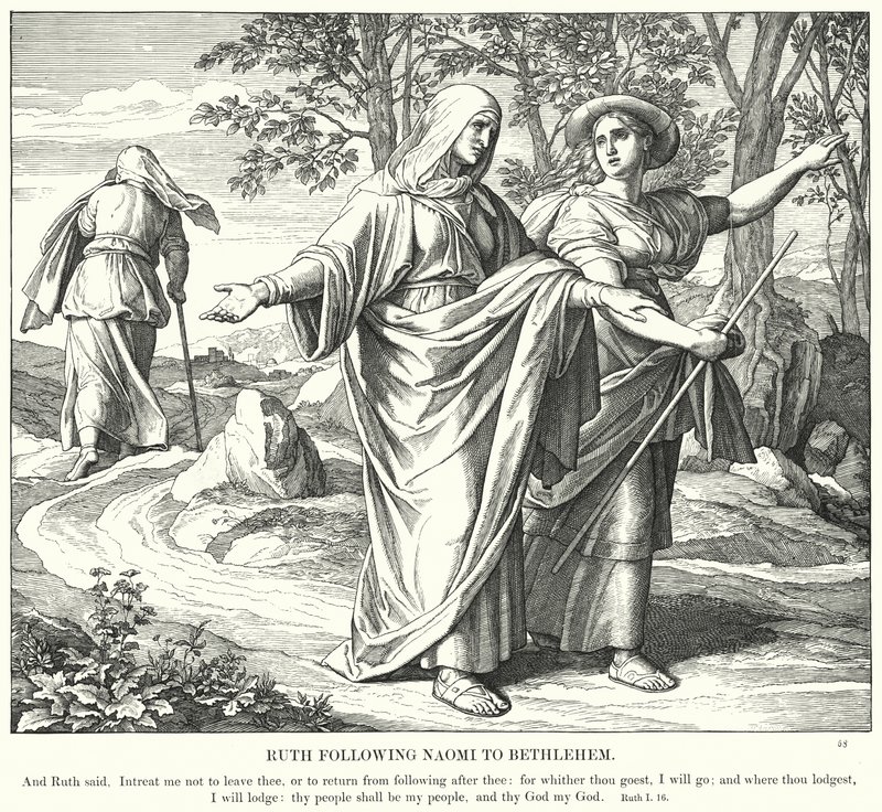 Ruth Seguindo Noemi a Belém (gravura) de Julius (after) Schnorr von Carolsfeld