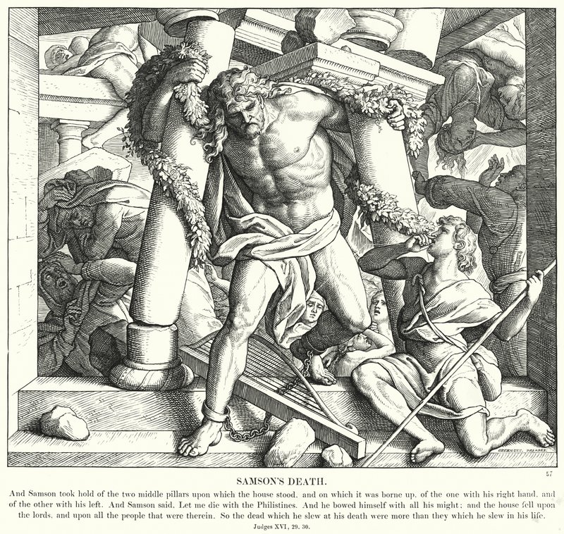A morte de Sansão (gravura) de Julius (after) Schnorr von Carolsfeld