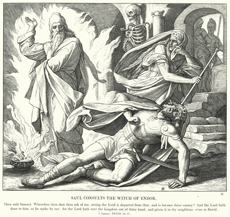 Saul Consulta a Bruxa de Endor (gravura) de Julius (after) Schnorr von Carolsfeld
