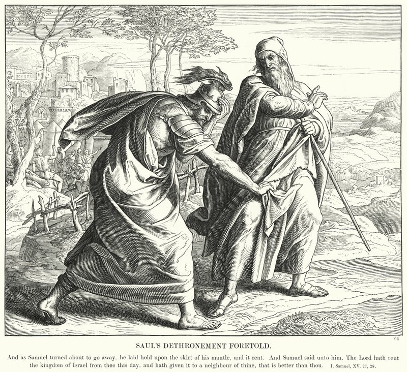 O Detronamento de Saul Antecipado (gravura) de Julius (after) Schnorr von Carolsfeld