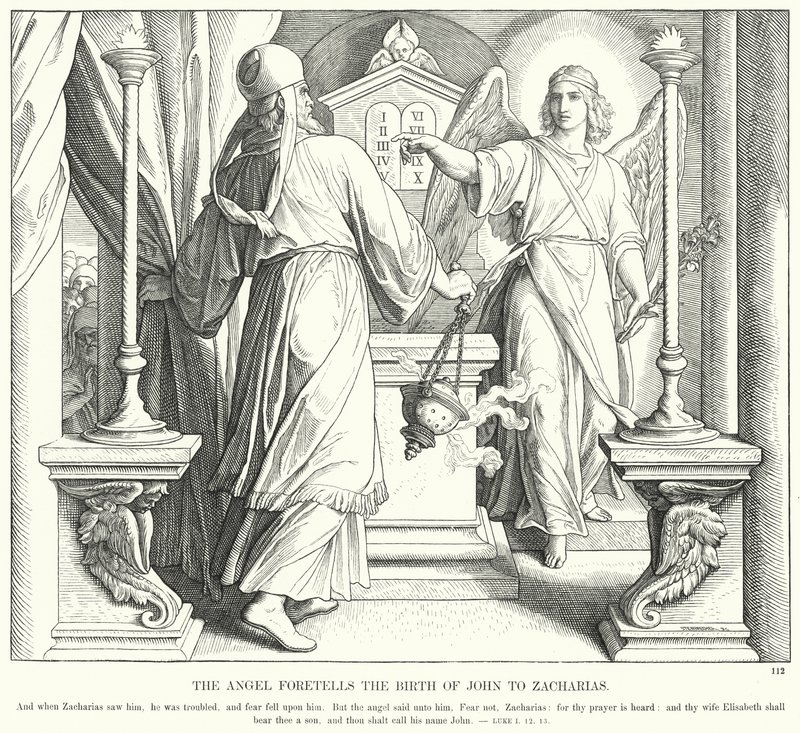 O Anjo Prediz o Nascimento de João a Zacarias (gravura) de Julius (after) Schnorr von Carolsfeld