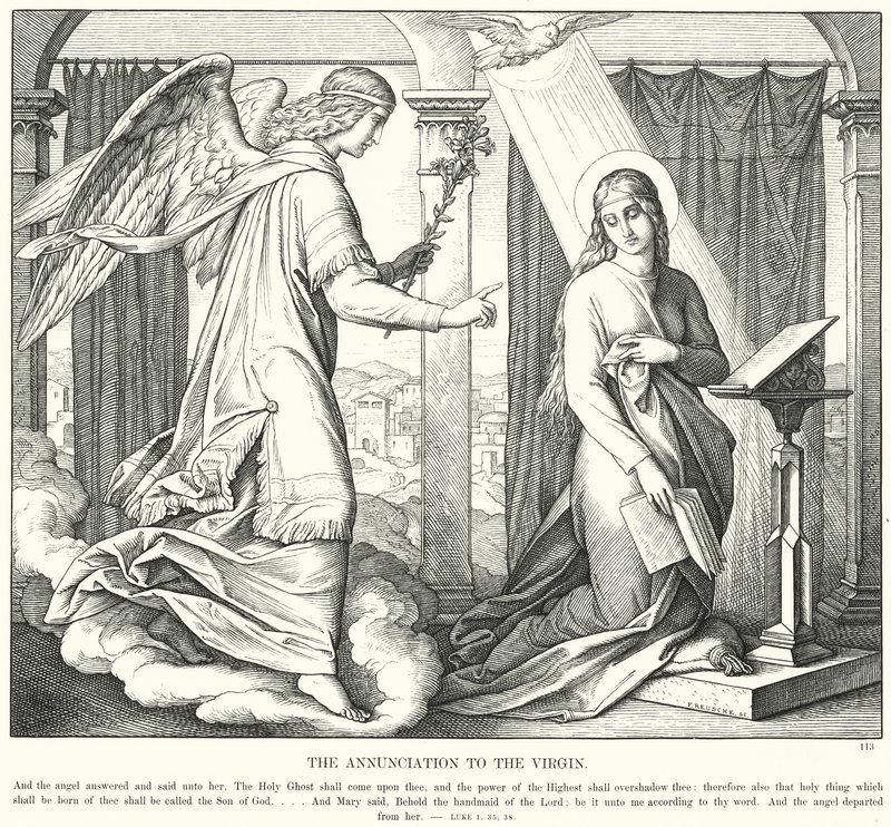 A Anunciação à Virgem (gravura) de Julius (after) Schnorr von Carolsfeld
