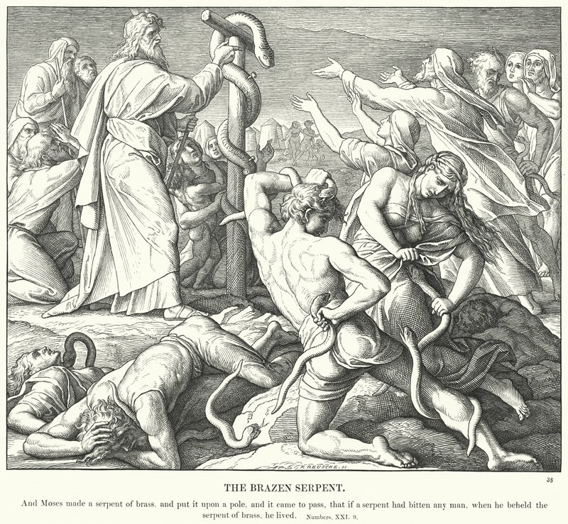 A Serpente de Brazen (gravura) de Julius (after) Schnorr von Carolsfeld