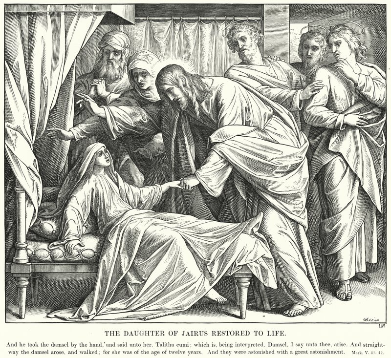 A Filha de Jairus Restaurada à Vida (gravura) de Julius (after) Schnorr von Carolsfeld