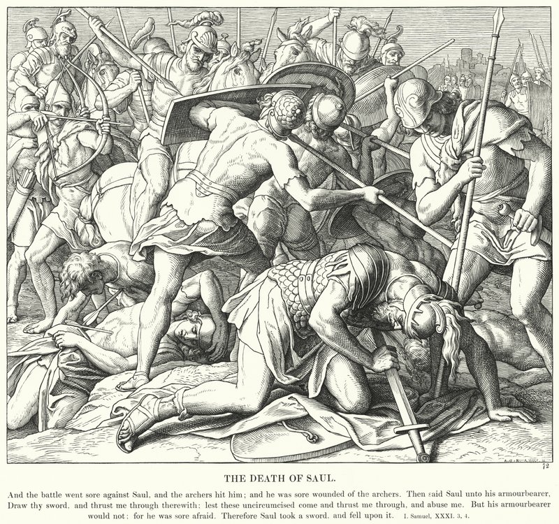 A Morte de Saul (gravura) de Julius (after) Schnorr von Carolsfeld