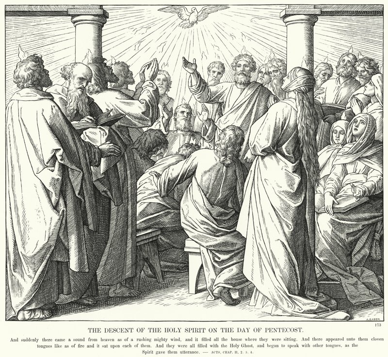 A Descida do Espírito Santo no Dia de Pentecostes (gravura) de Julius (after) Schnorr von Carolsfeld