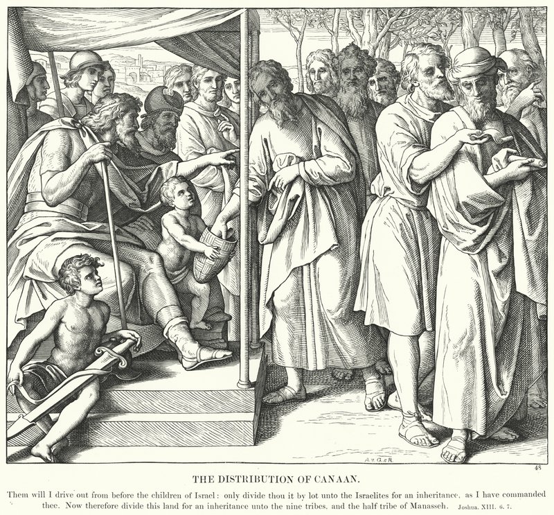 A Distribuição de Canaã (gravura) de Julius (after) Schnorr von Carolsfeld