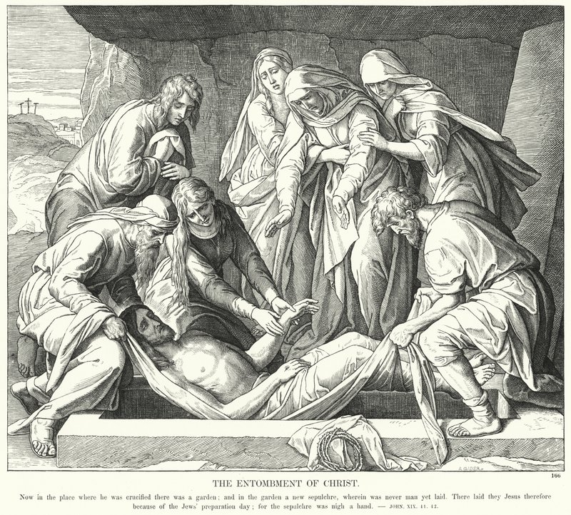 O sepultamento de Cristo (gravura) de Julius (after) Schnorr von Carolsfeld