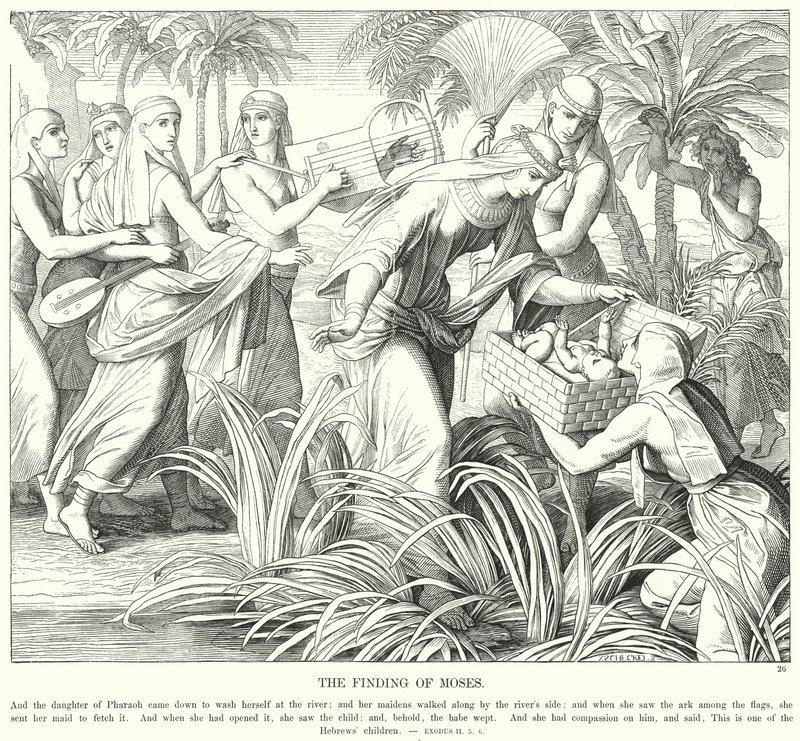 O achado de Moisés (gravura) de Julius (after) Schnorr von Carolsfeld