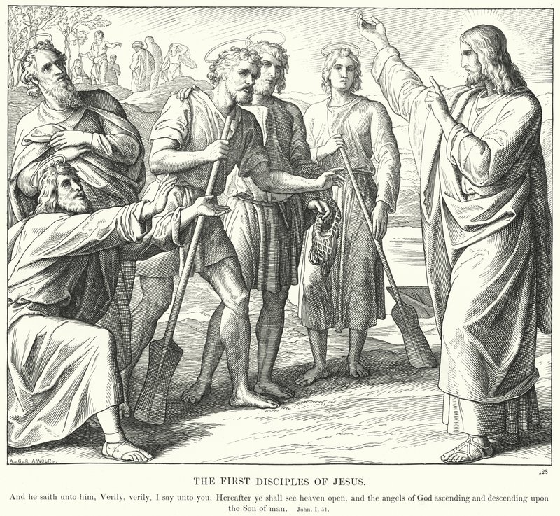 Os Primeiros Discípulos de Jesus (gravura) de Julius (after) Schnorr von Carolsfeld