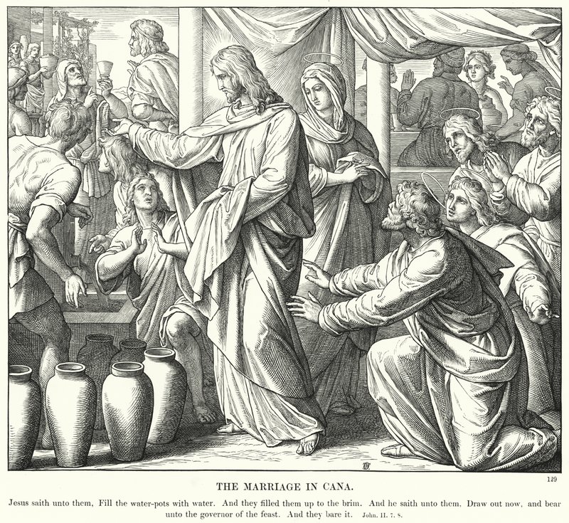 O Casamento em Caná (gravura) de Julius (after) Schnorr von Carolsfeld