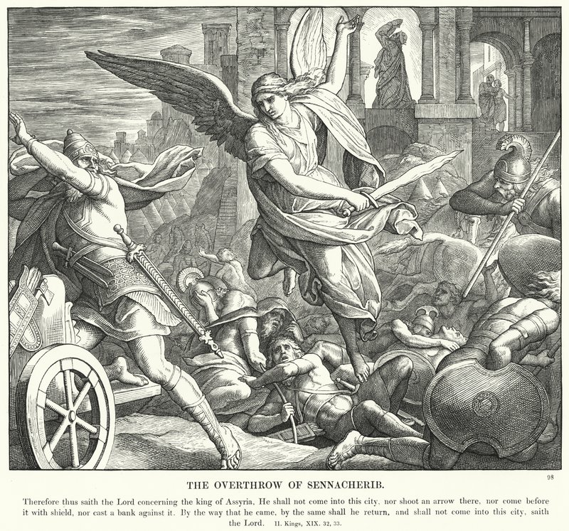 O derrube do Sennacherib (gravura) de Julius (after) Schnorr von Carolsfeld