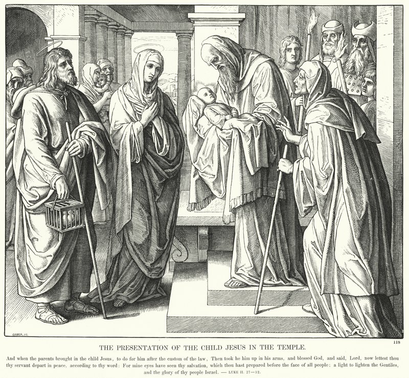 A Apresentação do Menino Jesus no Templo (gravura) de Julius (after) Schnorr von Carolsfeld