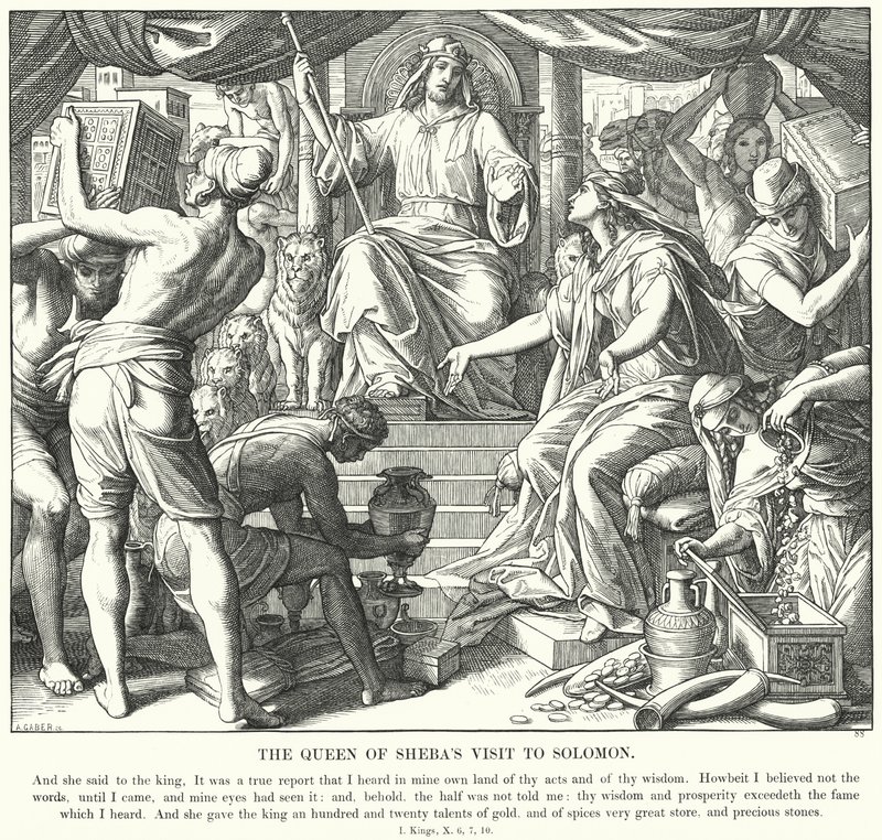A visita da Rainha de Sabá a Salomão (gravura) de Julius (after) Schnorr von Carolsfeld