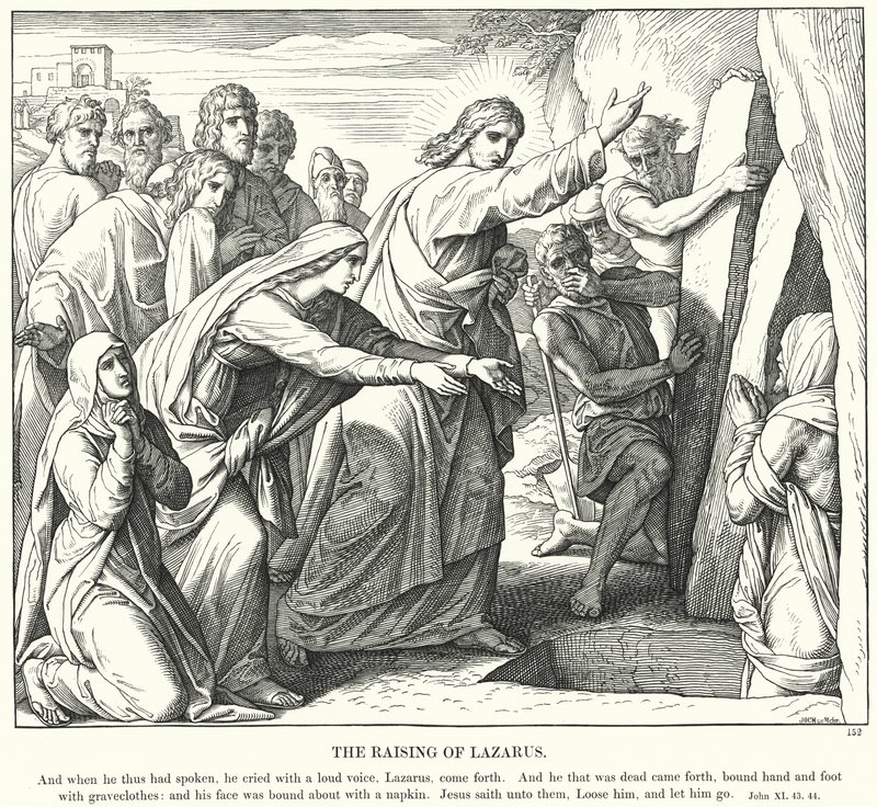 A Ascensão de Lázaro (gravura) de Julius (after) Schnorr von Carolsfeld