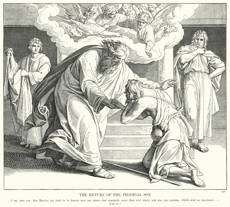 O Regresso do Filho Pródigo (gravação) de Julius (after) Schnorr von Carolsfeld