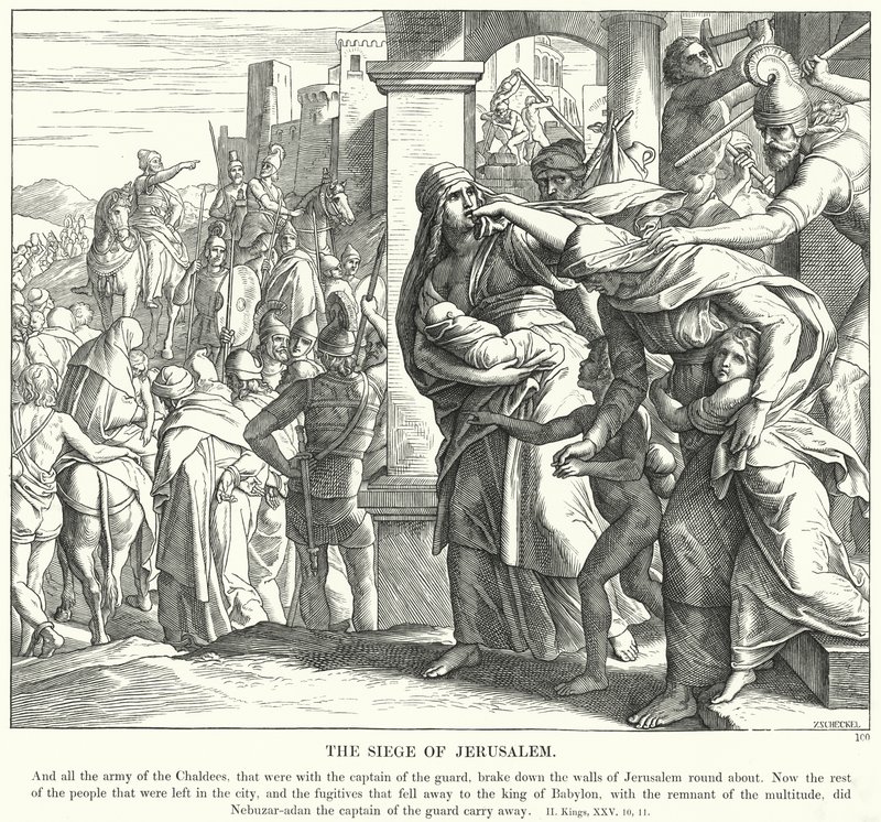 O Cerco de Jerusalém (gravura) de Julius (after) Schnorr von Carolsfeld