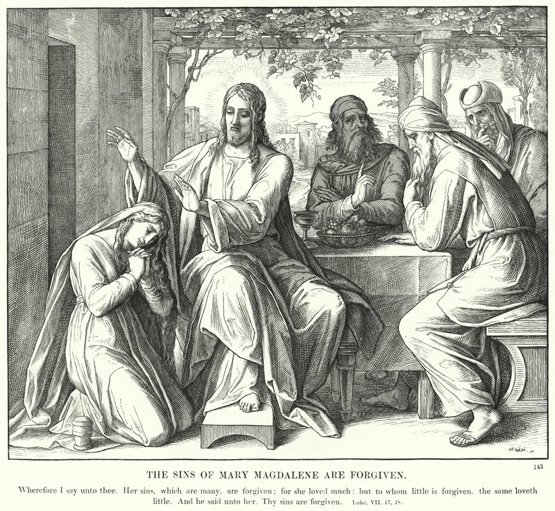 Os Pecados de Maria Madalena são Perdoados (gravura) de Julius (after) Schnorr von Carolsfeld
