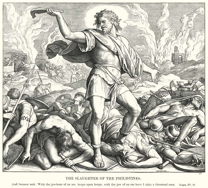 O Abate dos Filisteus (gravura) de Julius (after) Schnorr von Carolsfeld