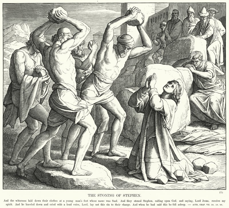 O Apedrejamento de Estevão (gravura) de Julius (after) Schnorr von Carolsfeld