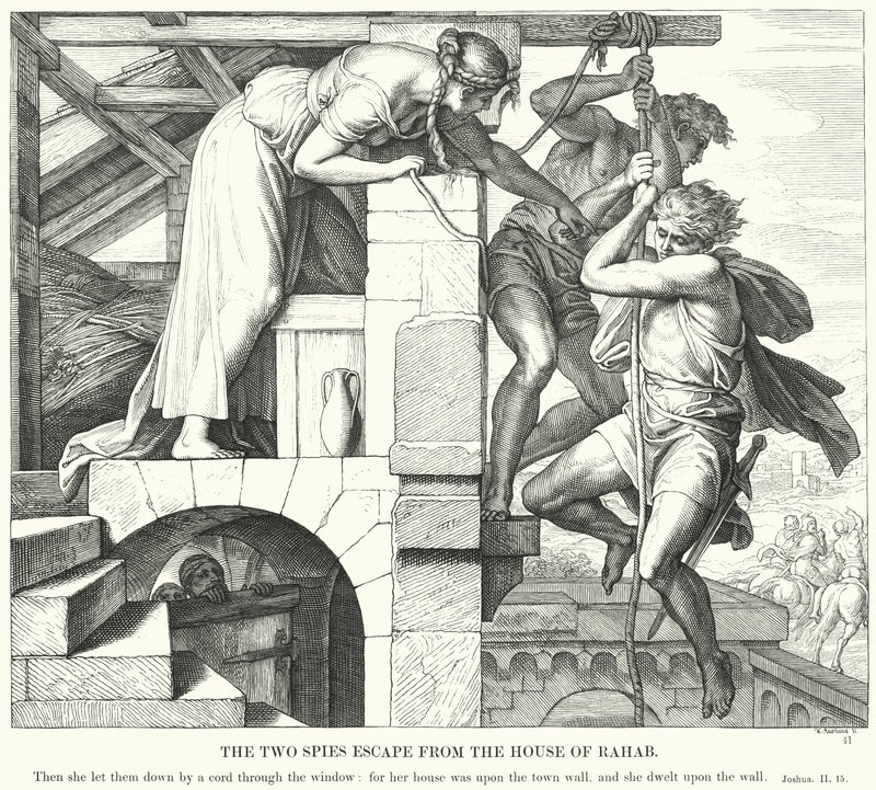 A Fuga dos Dois Espiões da Casa de Rahab (gravura) de Julius (after) Schnorr von Carolsfeld