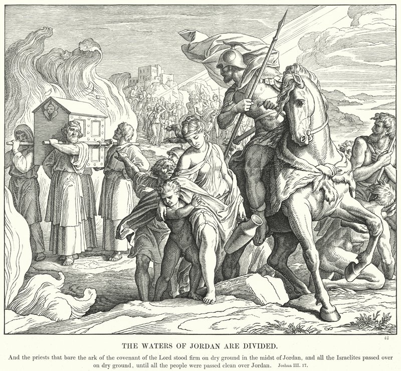 As Águas da Jordânia estão Divididas (gravura) de Julius (after) Schnorr von Carolsfeld