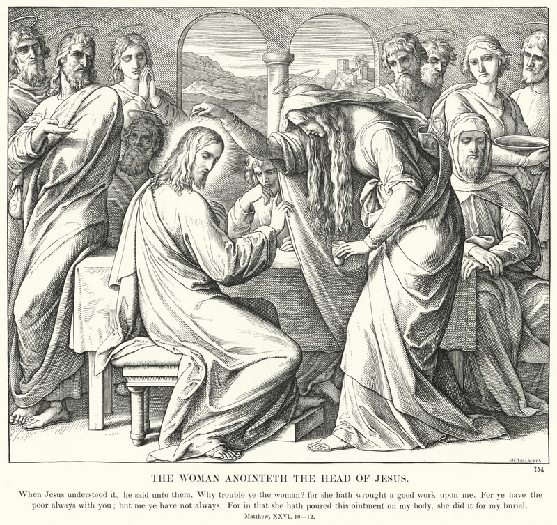 A Mulher Anota a Cabeça de Jesus (gravura) de Julius (after) Schnorr von Carolsfeld