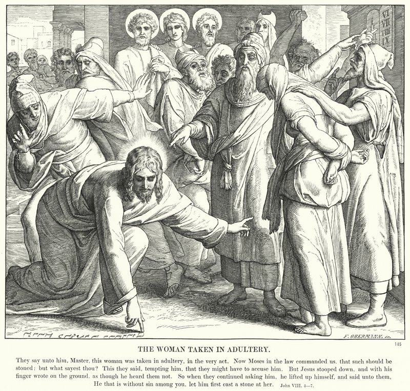 A Mulher Tirada em Adultério (gravura) de Julius (after) Schnorr von Carolsfeld