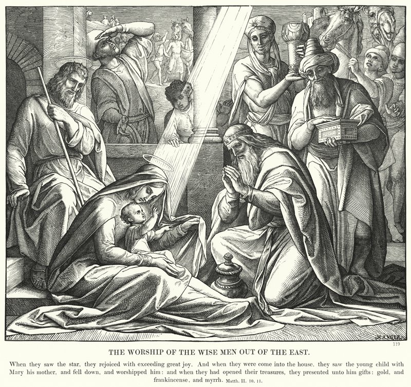 A Adoração dos Sábios do Oriente (gravura) de Julius (after) Schnorr von Carolsfeld