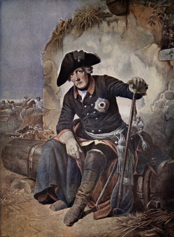Frederico o Grande, Rei da Prússia (cor litho) de Julius Friedrich Anton (after) Schrader