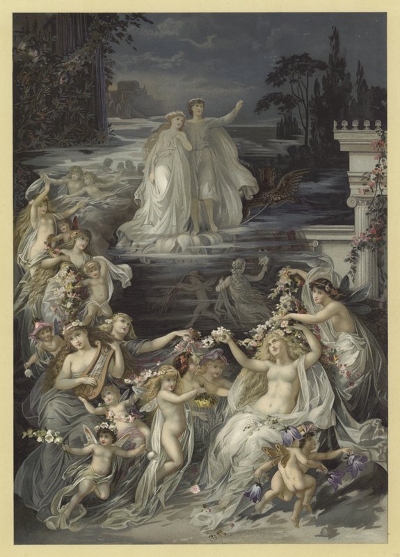 Ilustração para um sonho das noites de verão (chromolitho) de Julius Hoeppner