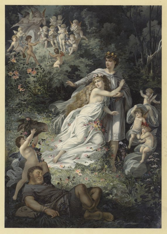 Ilustração para um sonho das noites de verão (chromolitho) de Julius Hoeppner