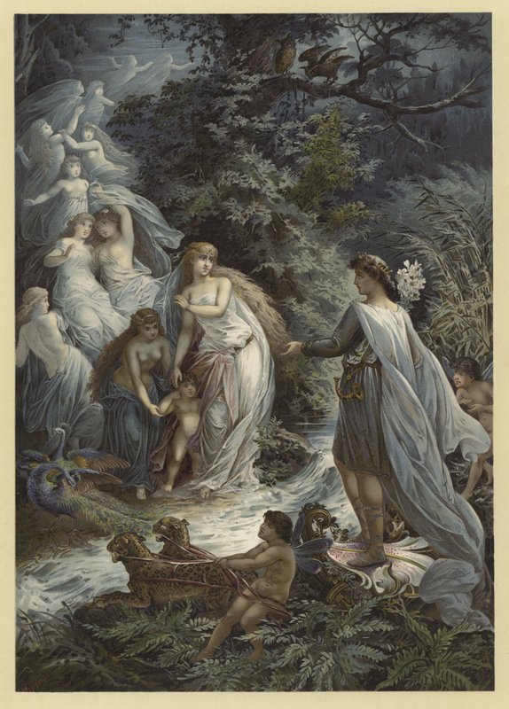 Ilustração para um sonho das noites de verão (chromolitho) de Julius Hoeppner