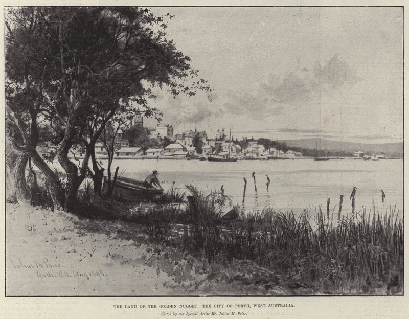 A terra da pepita de ouro, a cidade de Perth, Austrália Ocidental de Julius Mandes Price