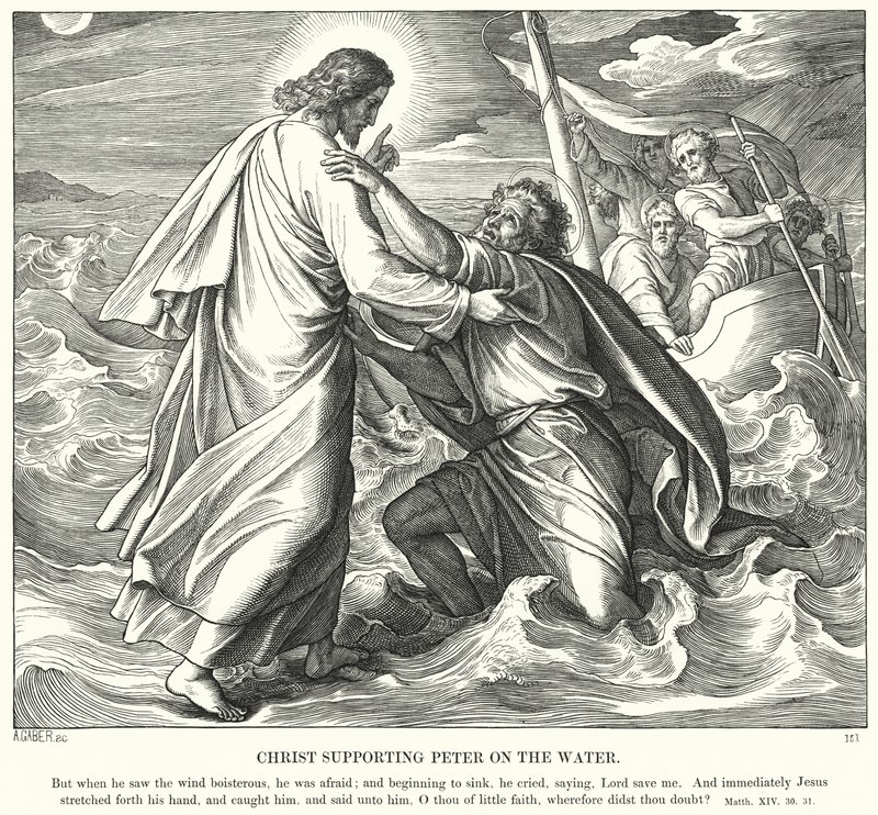 Cristo apoiando Pedro na água de Julius Schnorr von Carolsfeld