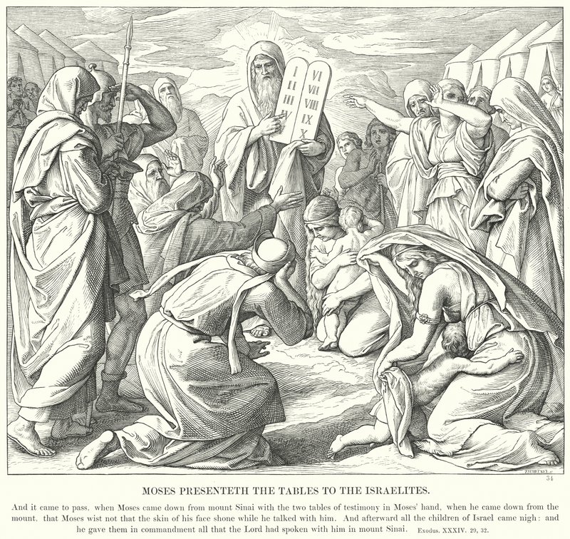 Moisés apresenta as tabelas aos israelitas de Julius Schnorr von Carolsfeld