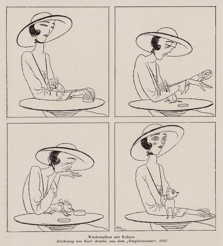 Mulher a tomar cocaína (litografia) de Karl Arnold