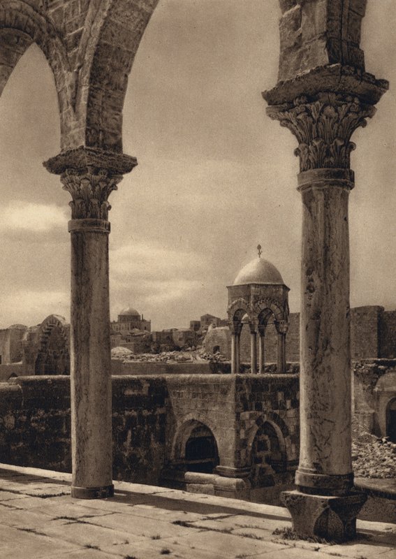 Jerusalém, Arcadas no Lugar do Templo (foto p/b) de Karl Grober