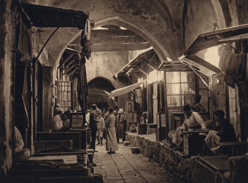 Jerusalém, Bazar (foto p/b) de Karl Grober
