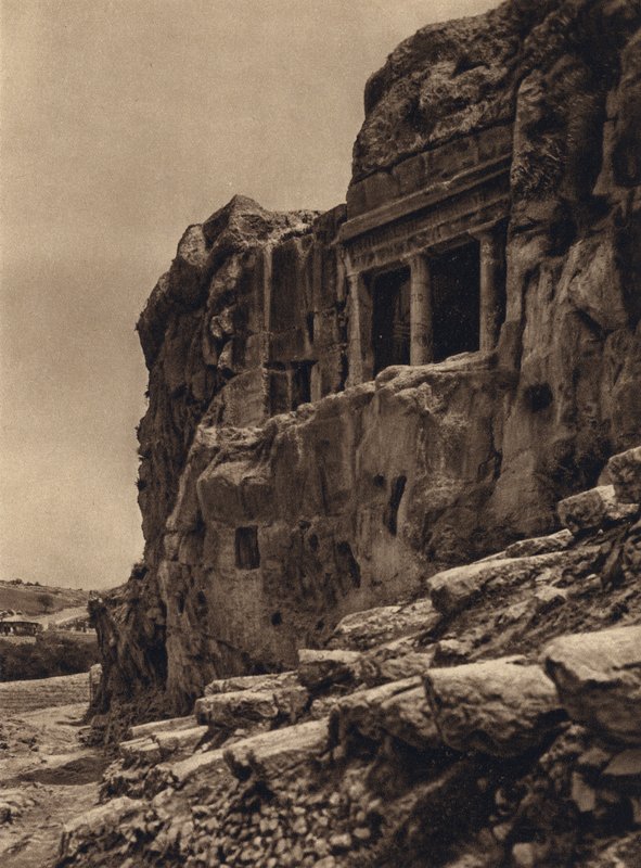 Jerusalém, Gruta de São Tiago no Vale do Kidron (foto a p/b) de Karl Grober