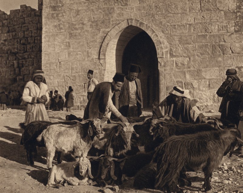 Jerusalém, Mercado no Portão de Herodes (foto p/b) de Karl Grober