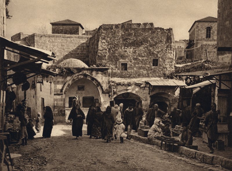Jerusalém, Cena de rua (foto a p/b) de Karl Grober