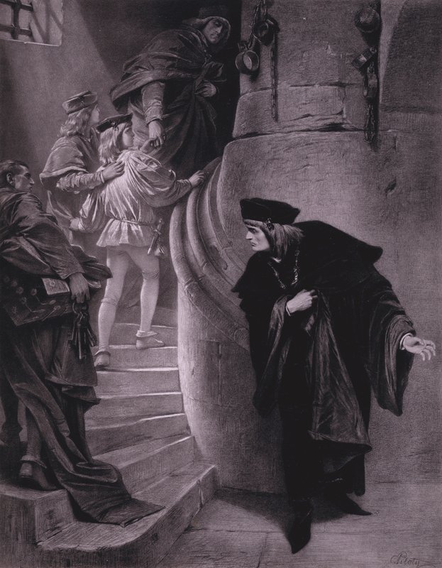 Cena do Rei Ricardo III de Shakespeare (Acto III, Cena 5) (Litho) de Karl Theodor von Piloty