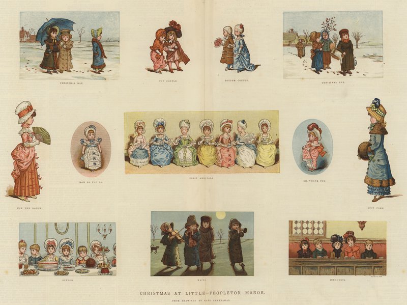 Natal no solar de Little-Peopleton (chromolitho) de Kate Greenaway