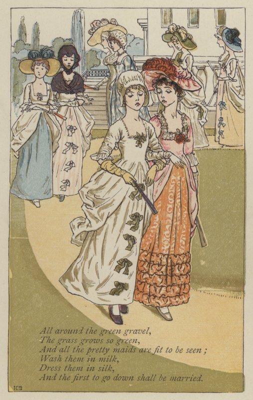 Em volta do cascalho verde (cor litho) de Kate (after) Greenaway