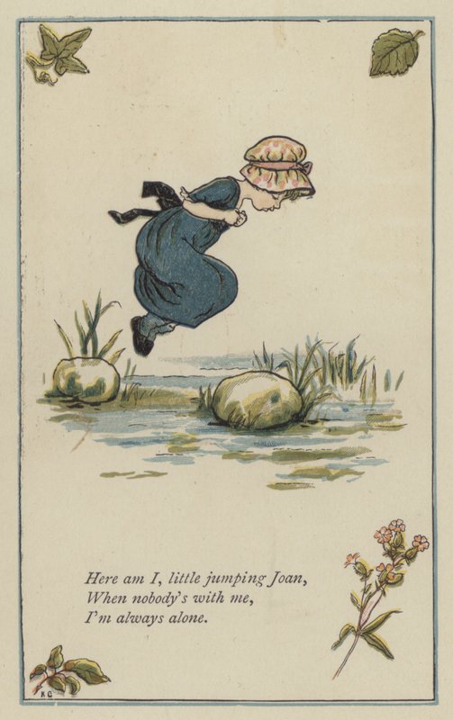 Aqui estou eu, pequena Joana saltadora (cor litho) de Kate (after) Greenaway