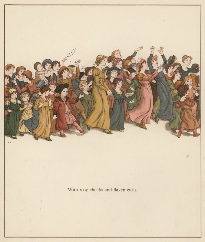 Kate Greenaway ilustração para The Pied Piper of Hamelin por Robert Browning (cor litho) de Kate (after) Greenaway